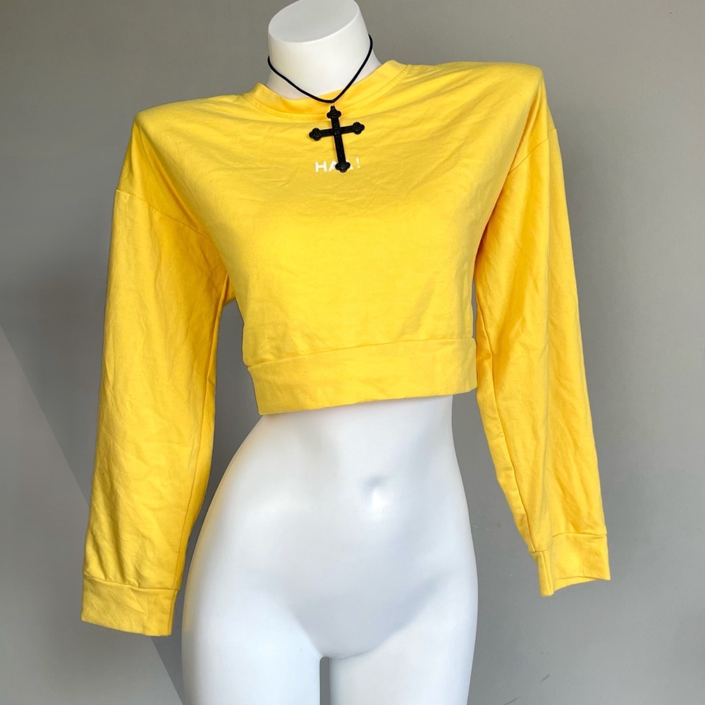 Y2K Yellow Punk Cropped Sweater